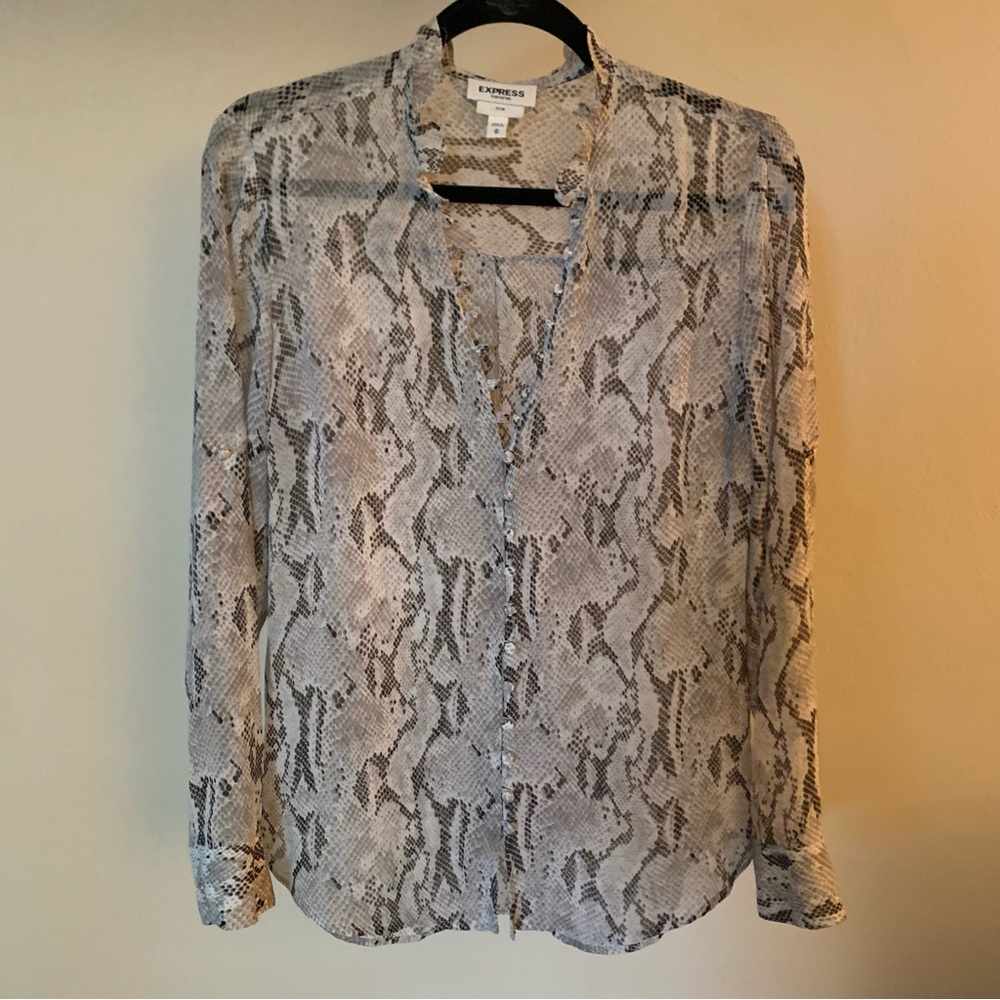EUC Express Sheer Snakeskin blouse size M